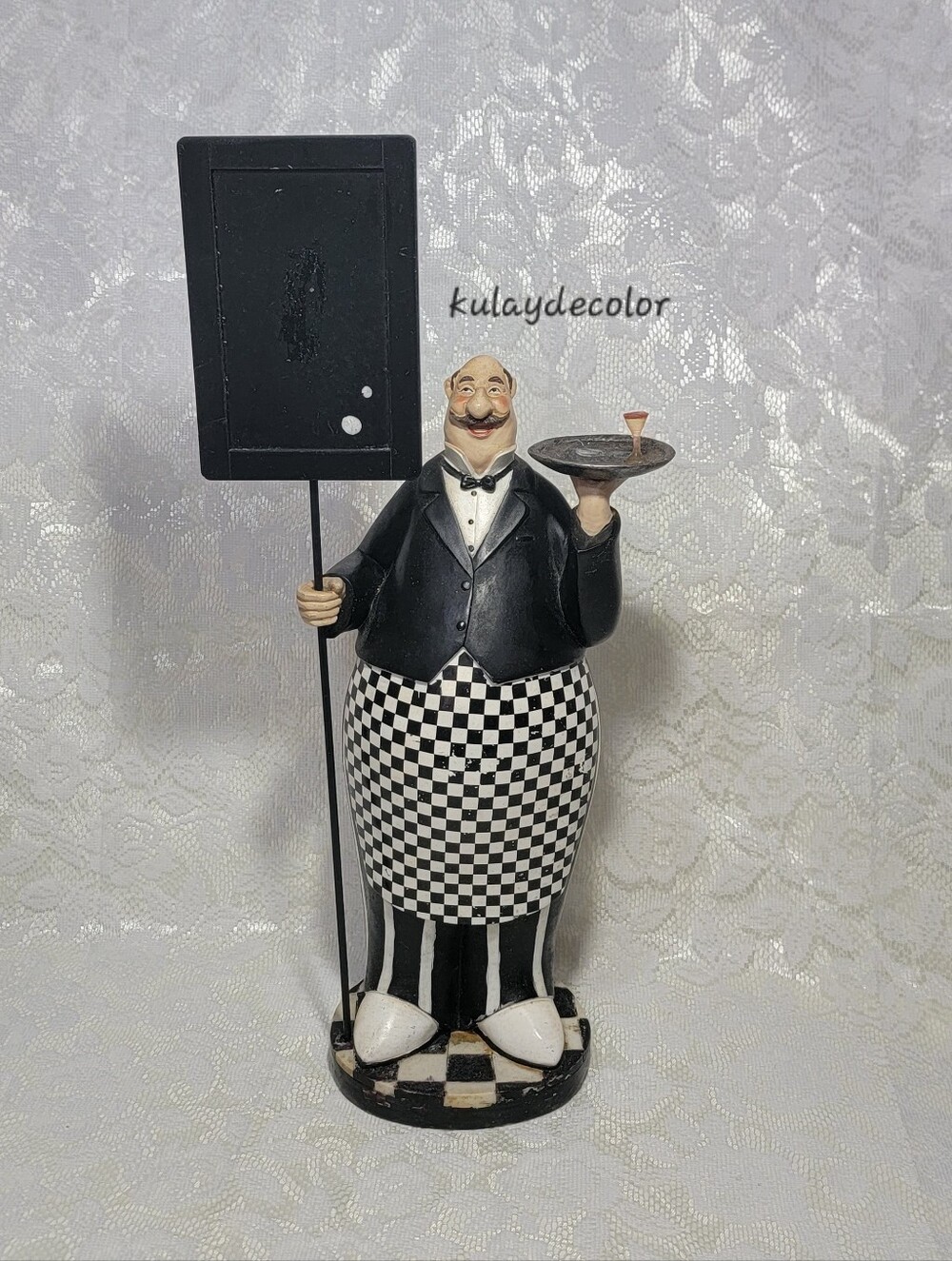 Large 18.5" Resin Maitre D Waiter Menu Board Figurine Restaurant Kitchen Decor